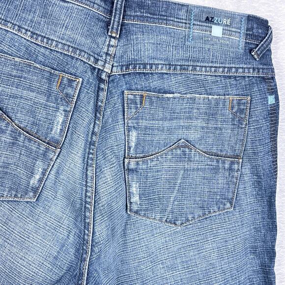VTG Y2K Azzure Malibu Jean Shorts Jorts 36x13 (34x13) Baggy Distressed Faded - Picture 1 of 13